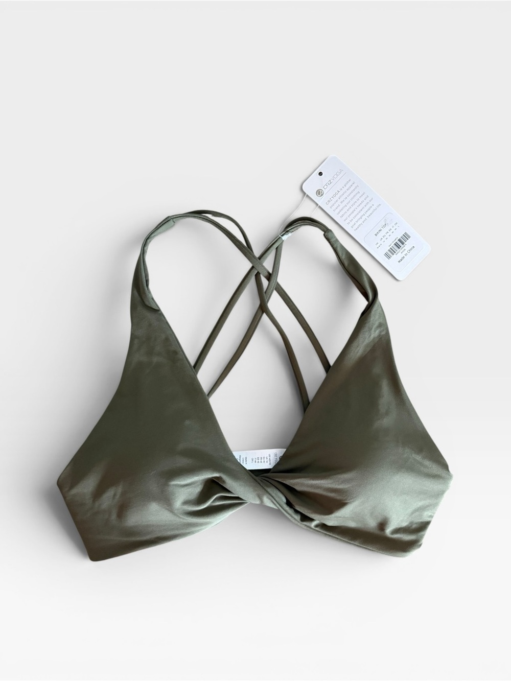 CRZ YOGA Olive Twist Strappy Bralette